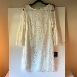 Nine West Lace 3/4 Sleeve Sheath Dress -White
